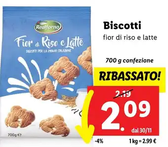 Lidl Biscotti fior di riso e latte 700 g confezione offerta