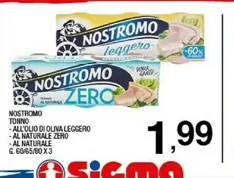Sigma Nostromo Tonno Al Naturale Zero Senza Grassi 195 G(ml) offerta