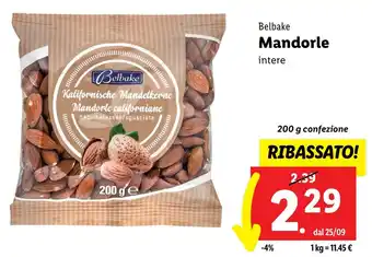 Lidl Belbake Mandorle intere 200 g confezione offerta