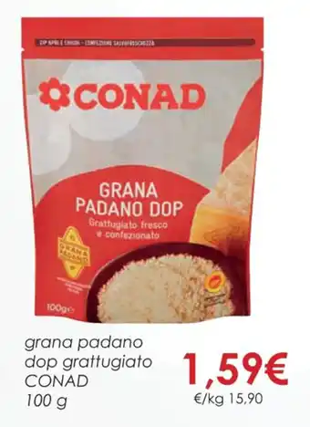 Conad grana padano dop grattugiato CONAD 100 g offerta