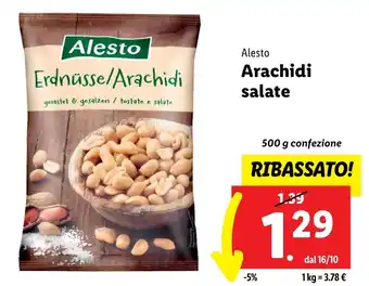 Lidl Alesto Arachidi salate 500 g confezione offerta