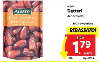 Lidl Alesto Datteri denocciolati 200 g confezione offerta