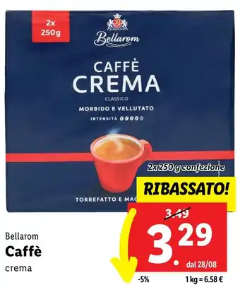 Lidl Bellarom Caffè crema 2x 250 g confezione offerta