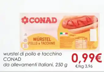 Conad wurstel di pollo e tacchino CONAD 250 g offerta