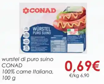 Conad wurstel di puro suino CONAD 100 g offerta