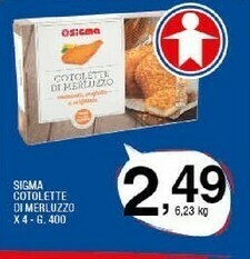 Sigma Sigma - 4 Cotolette di Merluzzo 400 g(ml) offerta