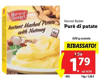 Lidl Harvest Basket Purè di patate 500 g scatola offerta