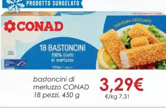 Conad bastoncini di merluzzo CONAD 18 pezzi, 450 g offerta