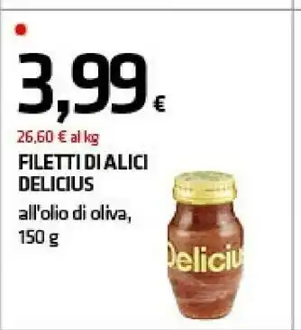 Superconti Delicius Filetti Di Alici All'Olio Di Oliva Con Chiodi Di Garofano 150 G(ml) offerta