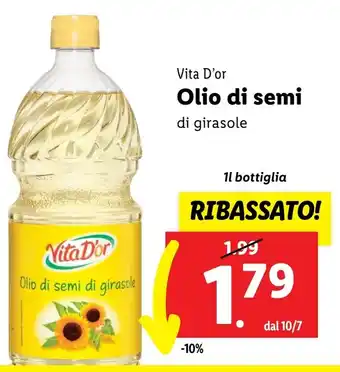 Lidl Vita D'or Olio di semi di girasole 1 L bottiglia offerta