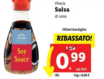 Lidl Vitasia Salsa di soia 150ml bottiglia offerta