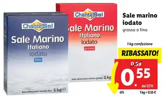 Lidl Sale marino iodato grosso o fino 1 kg confezione offerta