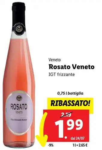 Lidl Veneto Rosato Veneto IGT frizzante 0,75 l bottiglia offerta