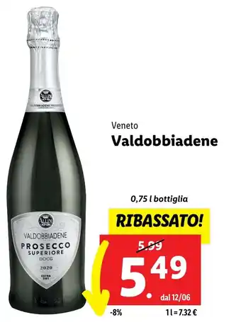 Lidl Veneto Valdobbiadene 0,75 l bottiglia offerta