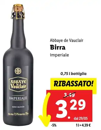 Lidl Abbaye de Vauclair Birra Imperiale 0,75 L bottiglia offerta