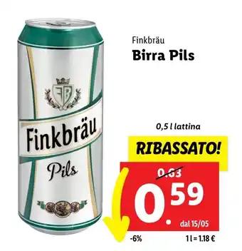 Lidl Finkbräu Birra Pils 0,5 l lattina offerta