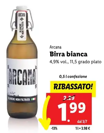 Lidl Arcana Birra bianca 4,9% vol., 11,5 grado plato 0,5 l confezione offerta