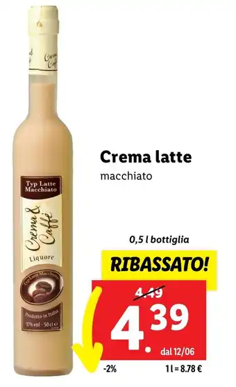 Lidl Crema latte macchiato 0,5 l bottiglia offerta