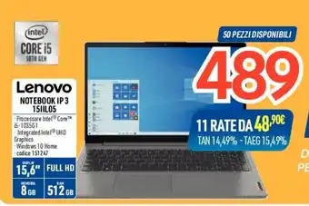 Elettrosintesi Lenovo NOTEBOOK IP 3 151IL05 offerta