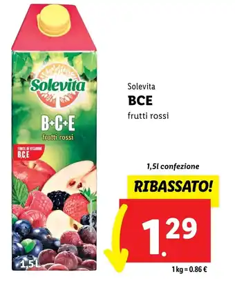 Lidl Solevita BCE frutti rossi 1,5l confezione offerta