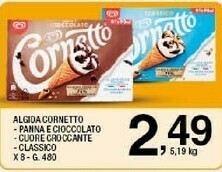 Sigma Algida Cornetto Panna E Cioccolato Con Latte Fresco Italiano Di Alta Qualità 480 G(ml) offerta