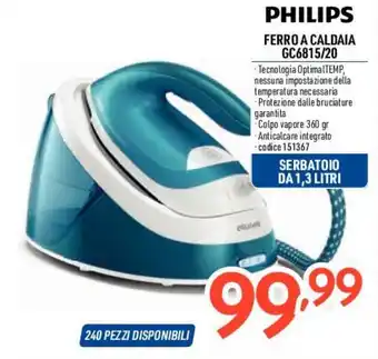 Elettrosintesi PHILIPS FERRO A CALDAIA GC6815/20 offerta