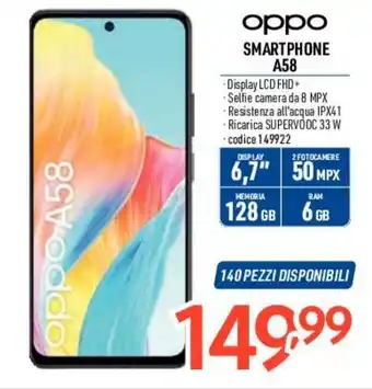 Elettrosintesi oppo SMARTPHONE A58 offerta