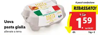 Lidl Uova pasta gialla 6 pezzi confezione offerta