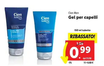 Lidl Cien MEN GEL PER CAPELLI 150 ml tubetto offerta