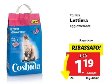 Lidl Coshida Lettiera agglomerante 5 kg sacco offerta