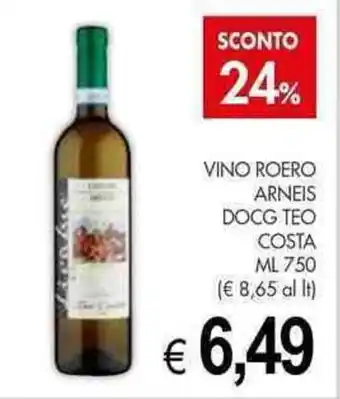 PrestoFresco VINO ROERO ARNEIS DOCG TEO COSTA ML 750 offerta