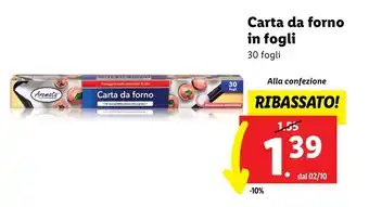 Lidl Carta da forno in fogli offerta