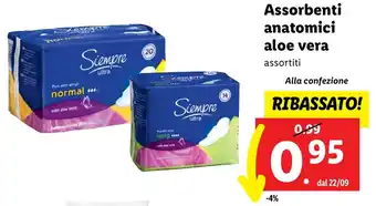 Lidl Assorbenti anatomici aloe vera offerta