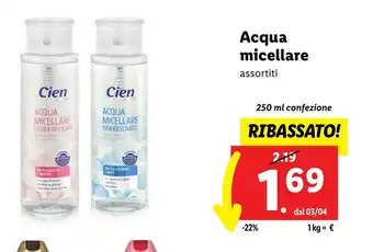 Lidl Acqua micellare 250 ml confezione offerta