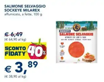 SALMONE SELVAGGIO SOCKEYE MILAREX affumicato, a fette, 100 g