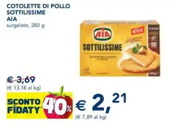 Esselunga COTOLETTE DI POLLO SOTTILISSIME AIA surgelate, 280 g offerta