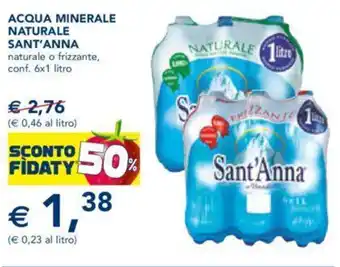 Esselunga ACQUA MINERALE NATURALE SANT'ANNA naturale o frizzante, conf. 6x1 litro offerta