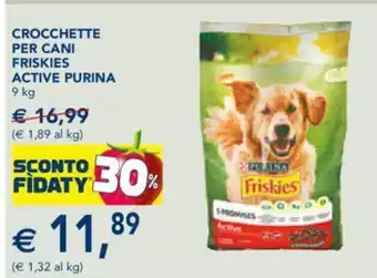 Esselunga CROCCHETTE PER CANI FRISKIES ACTIVE PURINA 9 kg offerta