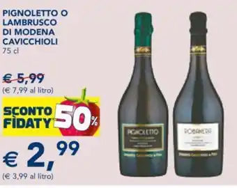 PIGNOLETTO O LAMBRUSCO DI MODENA CAVICCHIOLI 75 cl