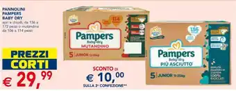 Esselunga PANNOLINI PAMPERS BABY DRY offerta