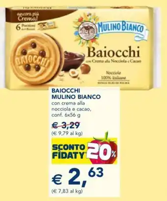Esselunga BAIOCCHI MULINO BIANCO con crema alla nocciola e cacao, conf. 6x56 g offerta