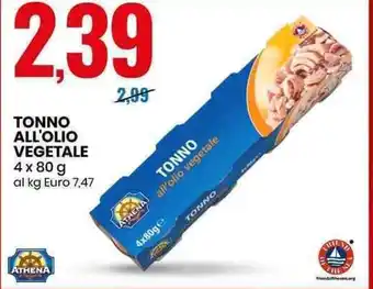 Eurospin TONNO ALL'OLIO VEGETALE 4 x 80 g offerta