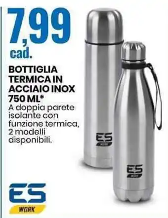 BOTTIGLIA TERMICA IN ACCIAIO INOX 750 ML