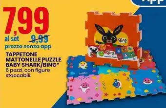 Eurospin TAPPETONE MATTONELLE PUZZLE BABY SHARK/BING offerta