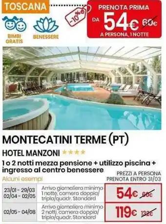 Eurospin MONTECATINI TERME (PT) HOTEL MANZONI offerta