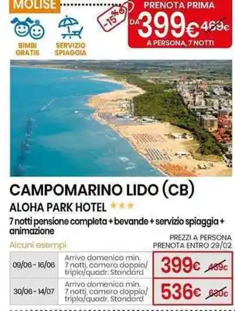 Eurospin CAMPOMARINO LIDO (CB) ALOHA PARK HOTEL offerta