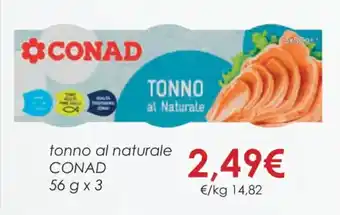 Conad tonno al naturale CONAD 56 g x 3 offerta