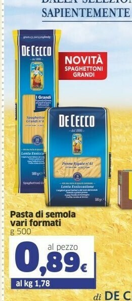 Sigma De Cecco Pasta Di Semola Di Grano Duro offerta