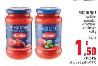 Conad Superstore SUGO BARILLA basilico, pomodori e datterini, arrabbiata 400 g offerta