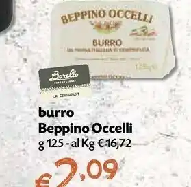 Borello Supermercati Beppino occelli Burro Con Panna Italiana Di Centrifuga 125 G(ml) offerta